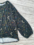 Crescent Moon Garden Bishop Sleeve Top, Size 9/10