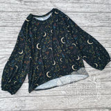 Crescent Moon Garden Bishop Sleeve Top, Size 9/10