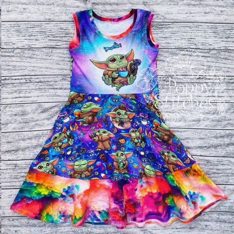 6-9Y Galaxy Tea Time “Grow With Me Dress