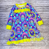 2T Neon Monsters Ruffled Play Gown